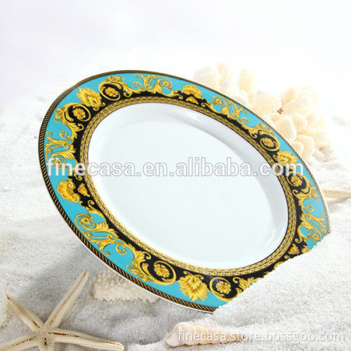 10.5 Inches Luxury Fine Hyper White Porcelain Dining Plate of Sea Goddness